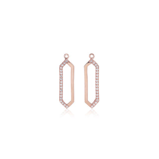 Long Hexagon Drops with White Topaz Accent in Rose Gold