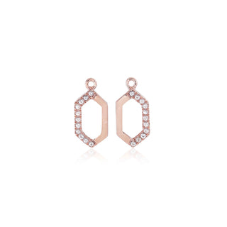 Hexagon Drops with White Topaz Accent in Rose Gold