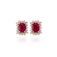 Portrait Studs in Ruby with White Topaz Accent