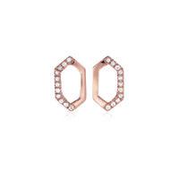 Hexagon Studs with White Topaz Accent in Rose Gold
