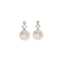 Round White Freshwater Pearl with White Topaz Accent Drops