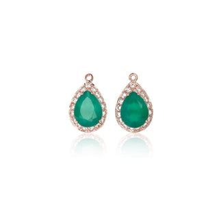 Pear Cut Green Chalcedony with White Topaz Pavé Drops