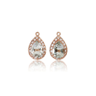 Pear Cut Green Amethyst with White Topaz Pavé Drops