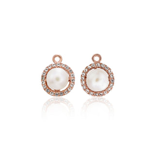Round White Freshwater Pearl with White Topaz Pavé Drops