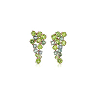 Peridot and Green Sapphire Cluster Studs