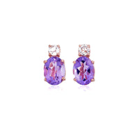 Oval Cut Amethyst with White Topaz Studs