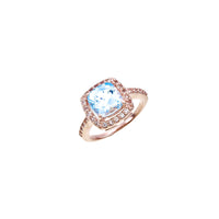 Pavilion Cut Blue Topaz with White Topaz Accent and Pavé Ring