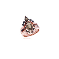 Hexagon Cut Smoky Quartz with Spinel Ring
