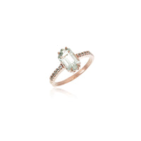 Hexagon Cut Green Amethyst with White Topaz Ring